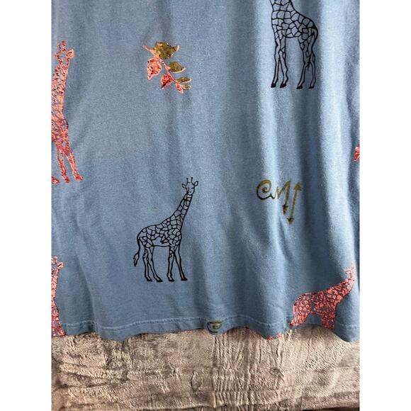 Vintage Copacabana Giraffe Print Dress Size Large Blue Gray Maxi Made in USA - Picture 3 of 9